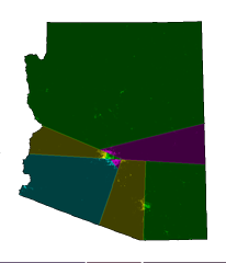 Arizona's congressional districts, as determined by the splitline algorithm