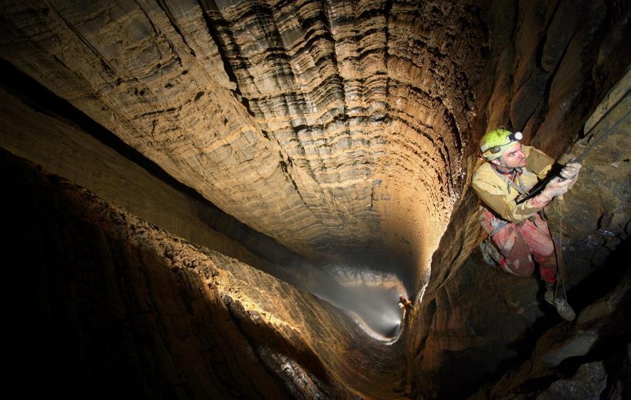 A shaft in the Krubera cave