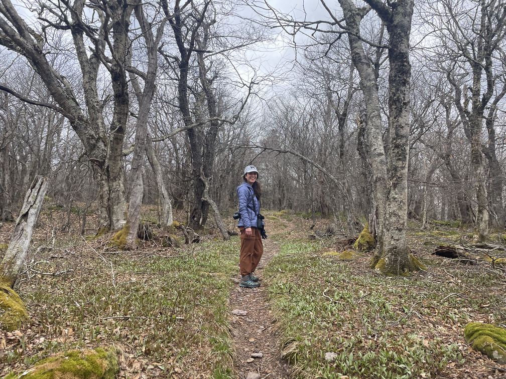 Alex with carpet of Trout Lilies