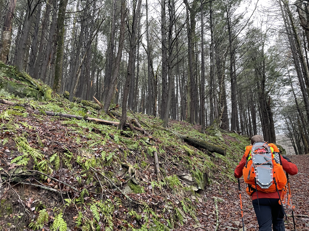 Steep ascent with no snow