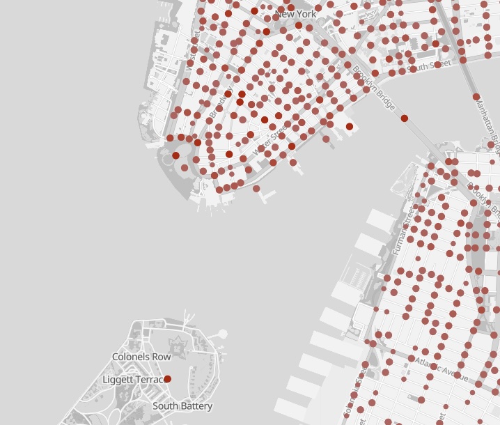 Map of New York bay without the Brooklyn-Battery Tunnel