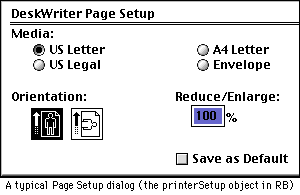 Sample Page Setup dialog